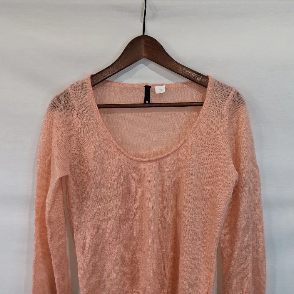 H&M Divided Peach Mohair Blend Open Knit Long Sleeve Sweater Size 6 Small - Picture 5 of 9